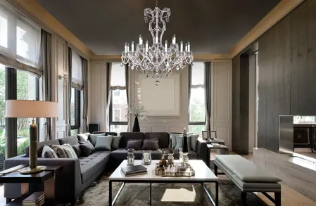 Eleganter Kristallkronleuchter für das Wohnzimmer im Landhausstil L16414 Eleganter Kristallkronleuchter für das Wohnzimmer im Landhausstil L16414